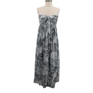 Jenny Yoo Nyla Watercolor Floral Strapless Gown Maxi Dress Wedding Grey 6